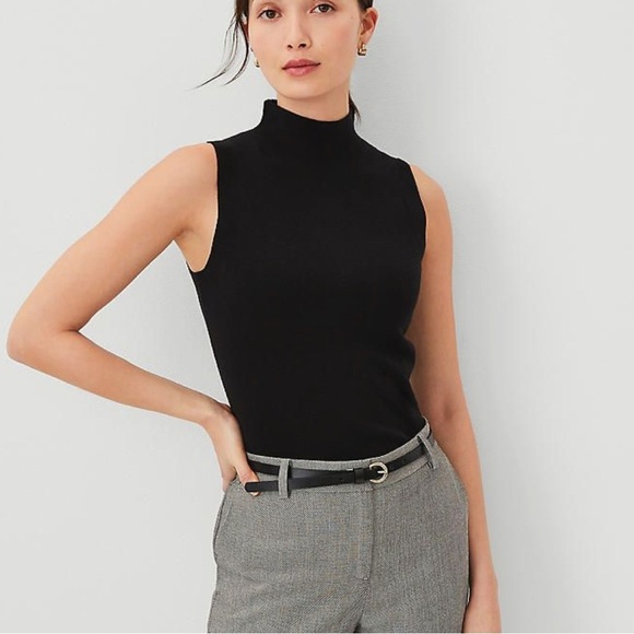 Ann Taylor Black Sleeveless Turtleneck Top NWT Size XL - Picture 1 of 4